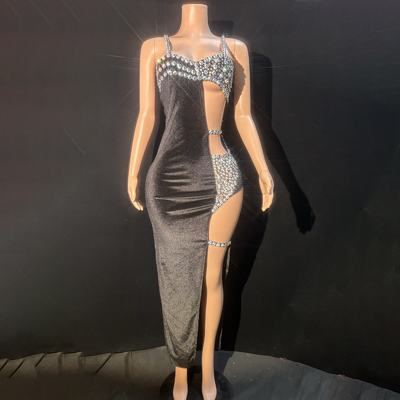 New Side Slit Elegant Sexy Evening Dress Event Performance Bar Nightclub Band Prom Disco Singer Performance