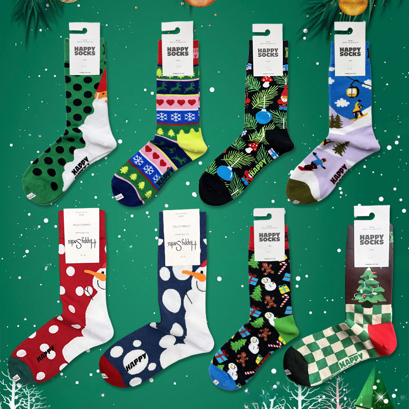 Happysock Mid-Calf Christmas Socks for Women with Polka Dots, Swedish Trendy Brand, Cute, Slimming Look, New Autumn and Winter Products, Comfortable Happysock Mid-Calf Christmas Socks for Women with Polka Dots, Swedish Trendy Brand, Cute, Slimming Look, New Autumn and Winter Products, Comfortable