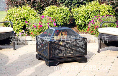工廠源頭生産銷售方形金屬燒烤爐 取暖爐 柴火爐 黑色火爐