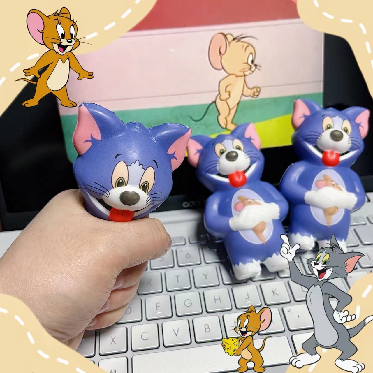 跨境新款捏捏樂慢回彈解壓玩具辦公室擺件兒童玩偶減壓湯姆貓批發