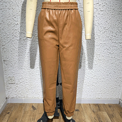 Neue modische Freizeit-Lederhose für Damen, locker, lässig, einfarbig, schmale Passform, Außenkleidung, Freizeithose für Herbst und Winter_voghion.com