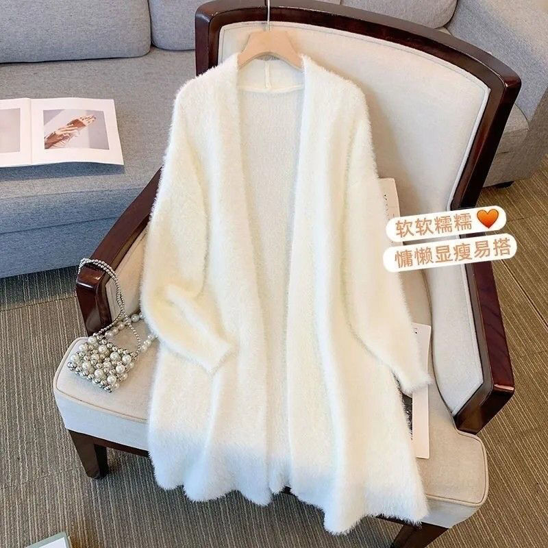 New Long Cardigan, Lazy Thick Sweater Coat, Long Coat, Autumn and Winter Soft Mink Velvet Knitted Slimming and Loose