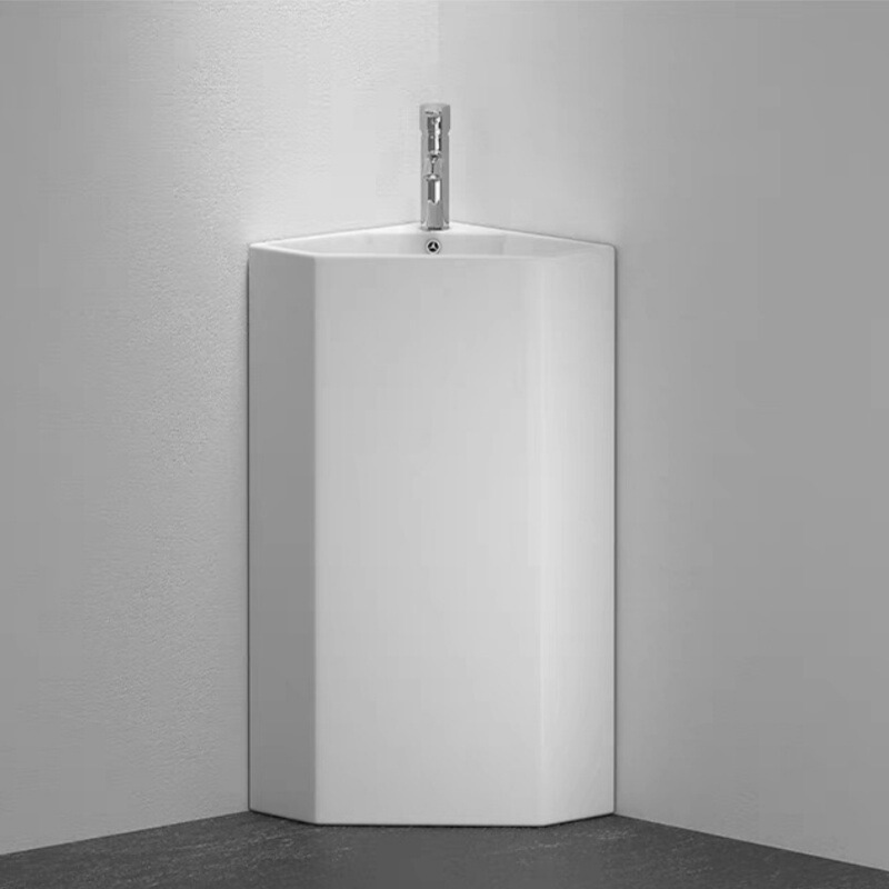 Triangular Column Basin Integrated Floor-To-Ceiling Wall Corner Ceramic Washbasin Bathroom Balcony Small Apartment Washbasin