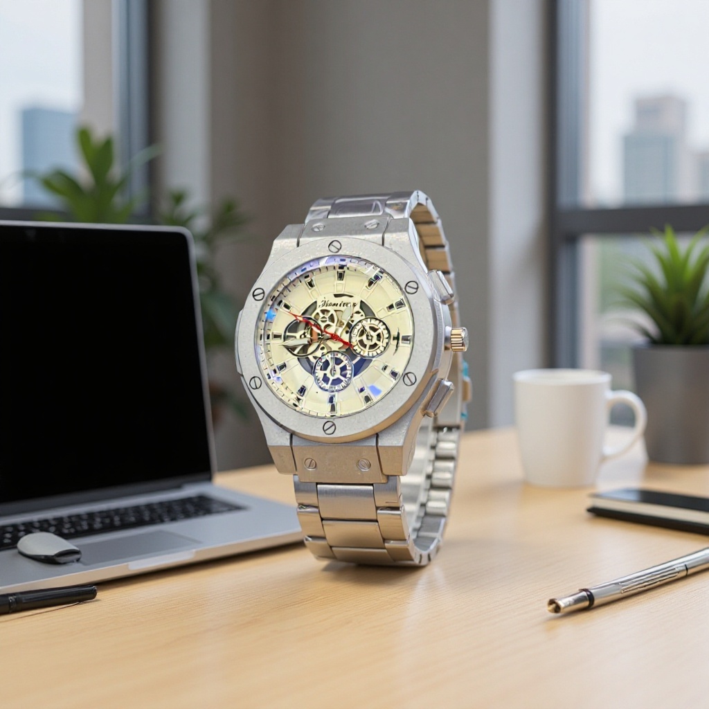 Cross-border Trade Men's Wristwatch Fashion Quartz Watch Steel Band Hollow Royal Oak Watch