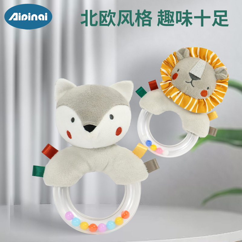 Hand rattle newborn baby 0-3-6 months infant 1 year old baby sleeping soothing grasping bell plush toy