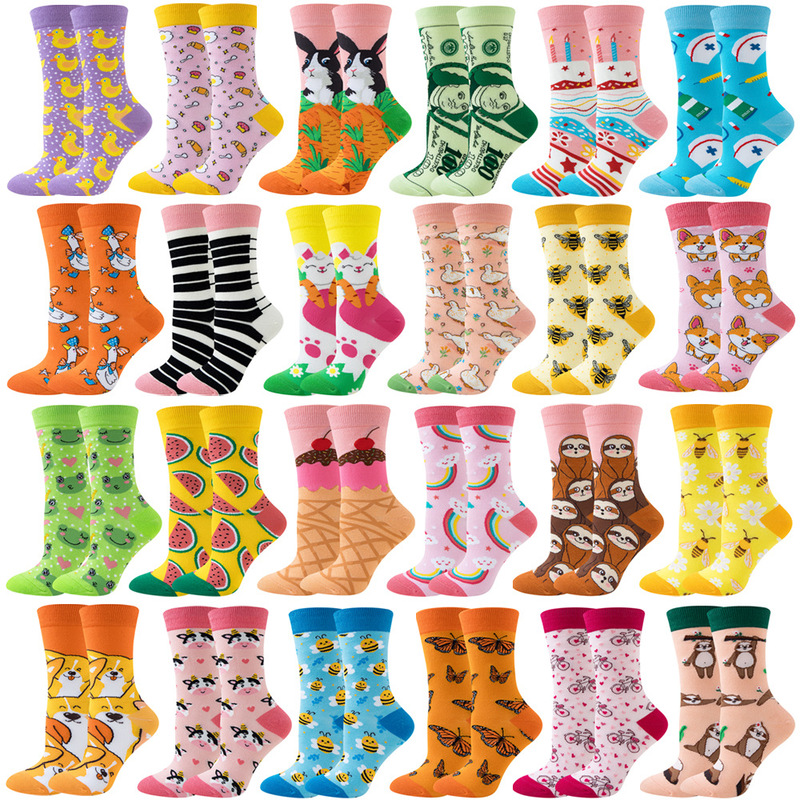 2026 Autumn/Winter Amazon Trendy Socks Cute Cartoon Socks Women's Mid-Calf Socks Trendy Personality Creative Men's Socks