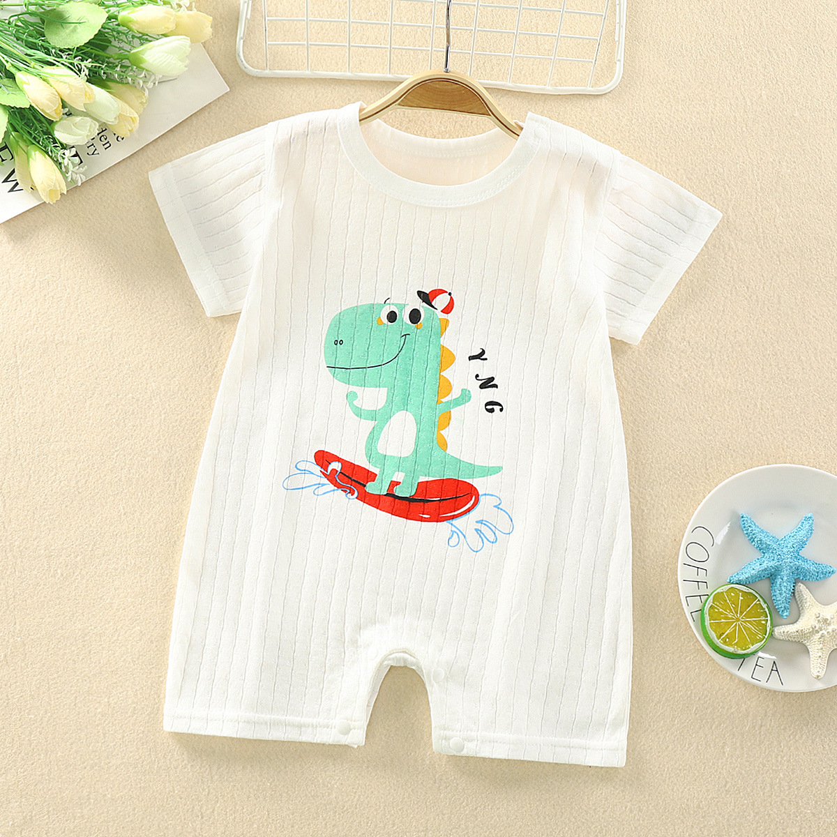 Baby clothes newborn boys and girls conjoined suit summer thin pure