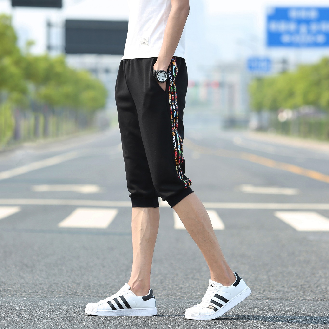 Korean Men's Sports Leisure 7-point Short Pants Summer Fashionable Summer Pants Half Leg Small Feet 6-point Telecontrop Men's Half Pants