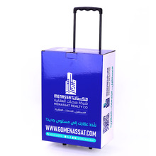 外贸出口中东沙特迪拜阿联酋展会广告瓦楞纸拉杆箱广告纸质手推箱