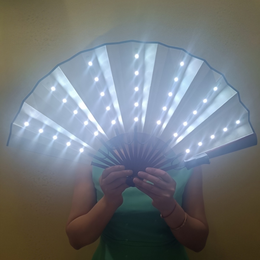 Ventilador LED para discoteca, ventilador plegable luminoso de colores, accesorios para actuaciones en bares y discotecas, deslumbrante y colorido