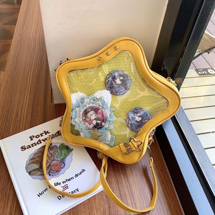 Japanese Style Cute Millet Transparent Pain Bag Star Backpack Fashion Sweet Cool Small Food Volume Five-pointed Star Crossbody Bag Japanese Style Cute Millet Transparent Pain Bag Star Backpack Fashion Sweet Cool Small Food Volume Five-pointed Star Crossbody Bag