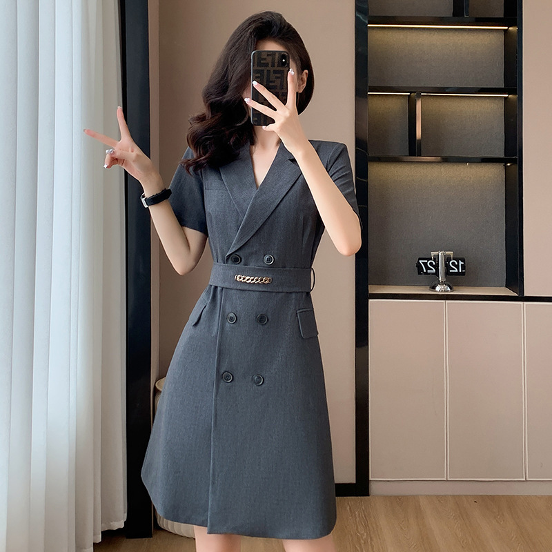Formal occasion interview dress high-end short-sleeved skirt 2024 new summer high-end professional suit skirt