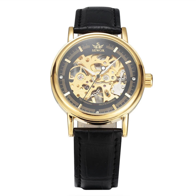 SEWOR hombres transfronterizos de comercio electrónico hueco-out reloj mecánico casual Correa transparente reloj de una sola pieza entrega 025