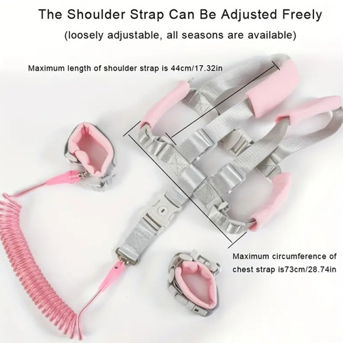 Baby and Toddler Anti-Lost Harness with Tethering Cord, Baby Anti-Lost Wristband, 2-meter Anti-Lost Spring Cord, Baby Walk Safety Harness