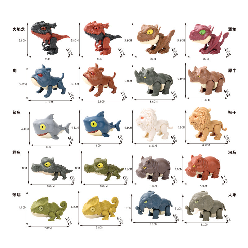 Dinosaurio de dedo de mordida transfronteriza juego de juguetes de chatarra en línea con el mismo tipo de niños que morden dinosaurios de mano se mueven T. rex