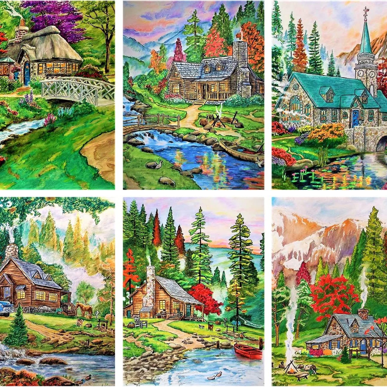 Juego de 6 piezas de pintura de diamante 5d pintura de mampostería diamante cuadrado completo diamond painting Amazon estilo caliente TEMU