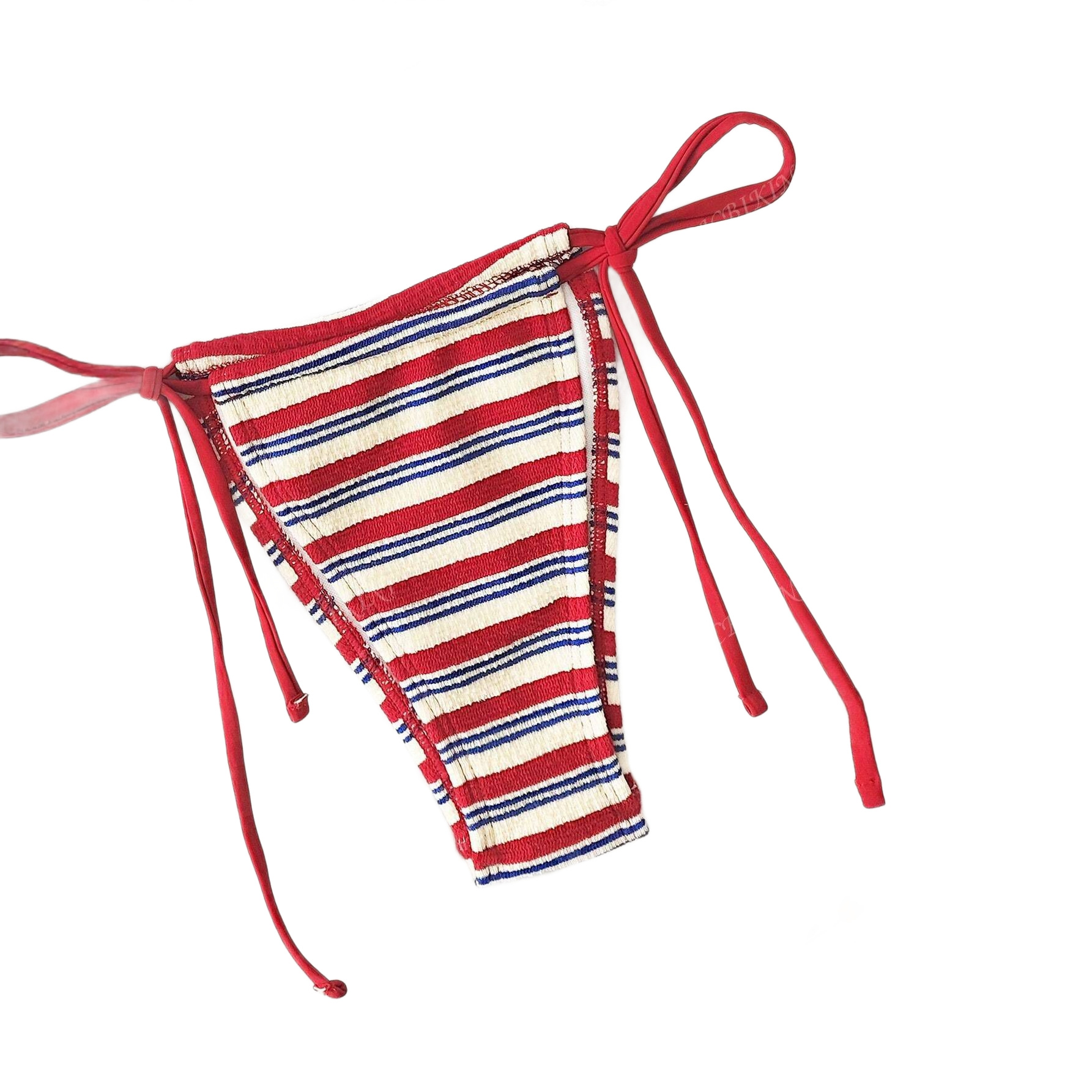 Sexy zweiteiliger Damen-Badeanzug, europäische und amerikanische Exportqualität, gestreift, tiefsitzend, mit Bindebändern, Bikini-Set aus Spezialstoff 2025_voghion.com