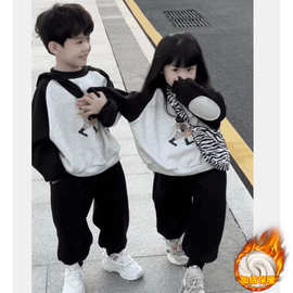 男女童春秋卫衣卫裤男童两件套2025春季爆款小童拼接上衣长裤韩版