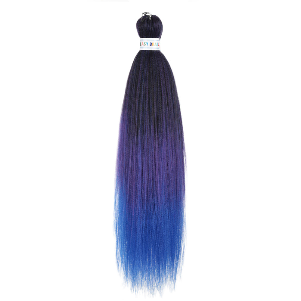 Trenzas fáciles de hacer de 26 pulgadas, cabello sintético colorido, trenzas grandes EZ, fibra sintética de baja temperatura, color degradado, cabello largo y liso.