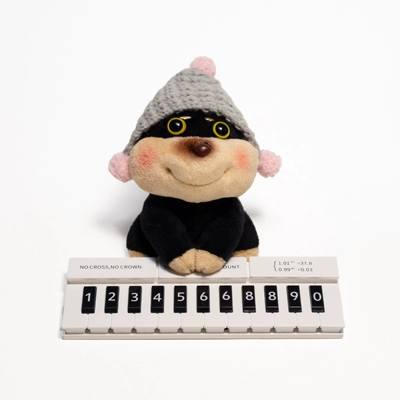 Original Bee Dog Girls' Temporary: Nömrəli dayanma kartı - gray-hatted-bee-dog-piano-parking-sign