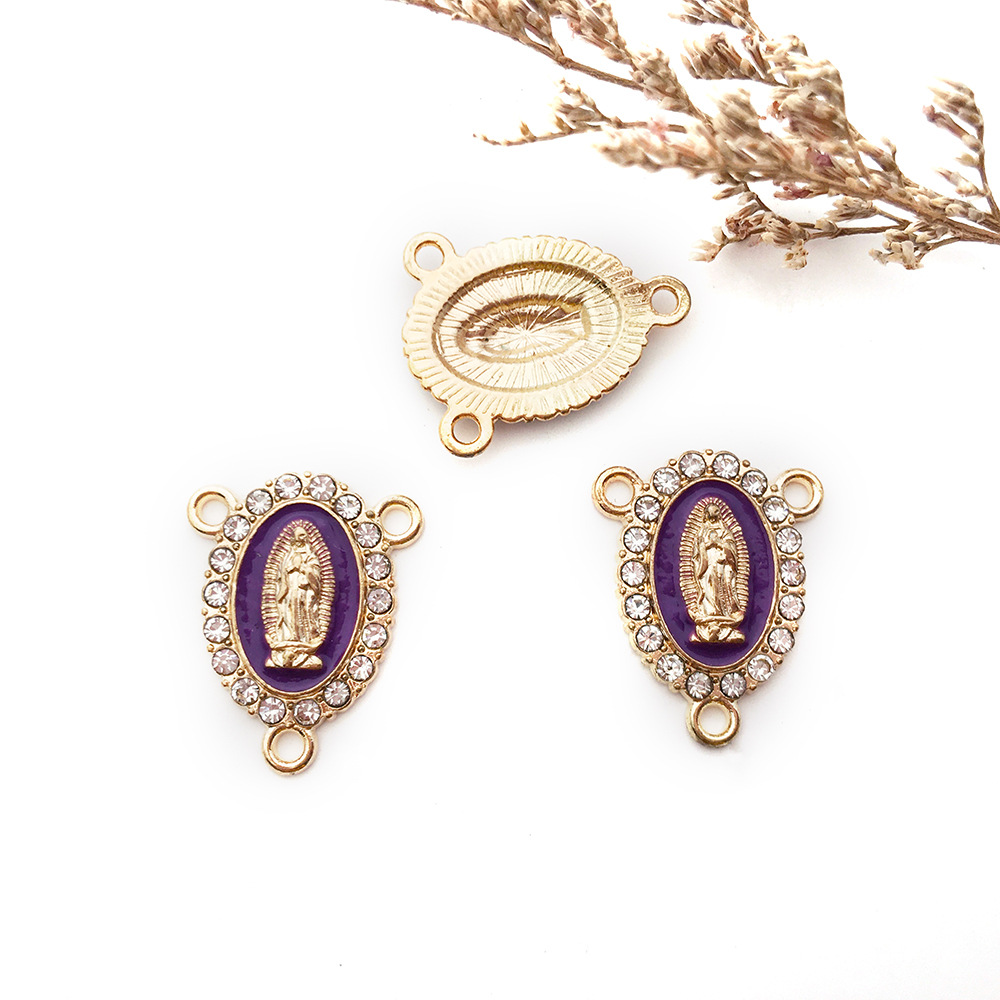 Nueva religión ovalada 1 colgante pequeño de aleación 16x20mm aceite de goteo pulsera de doble orificio accesorios pendientes