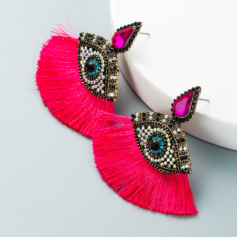 19g Weight Artificial Gemstones Inlay Material Earrings Classification Housewarming, Anniversary, Business, Wedding, Travel, Birthday, Festival Occasion Alloy Material Round Pattern Women'S Gender Diamond Design Fashion Style Coffee, Rose Red, White, Pink, Red, Green, Black Color Fashion Round Diamond Alloy Artificial Gemstones Earrings 11