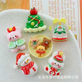 圣诞树雪人麋鹿姜饼人树脂配件diy奶油胶手机壳冰箱贴装饰发夹贴