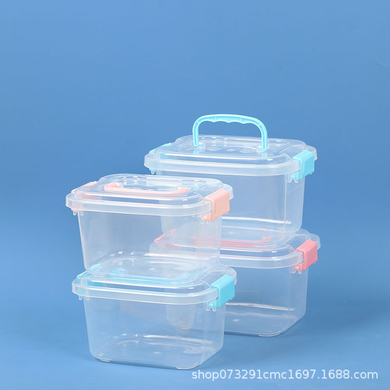 Caja de almacenamiento de bocadillos portátiles transparentes, caja de almacenamiento de calcetines de plástico, caja de acabado doméstico, caja de almacenamiento de juguetes al por mayor