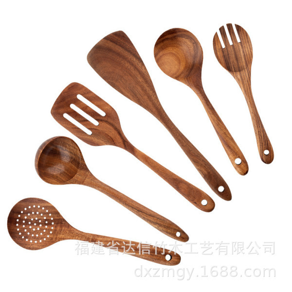 クロスボーダークッキングセット アカシア材キッチン用品 長柄スパチュラ 無垢材スパチュラ スプーンとフォーク ノンスティックキッチン 10点セット|undefined