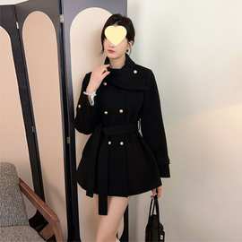 设计气质收腰毛呢外套女小众呢子大衣加棉2025冬感显瘦气质新款