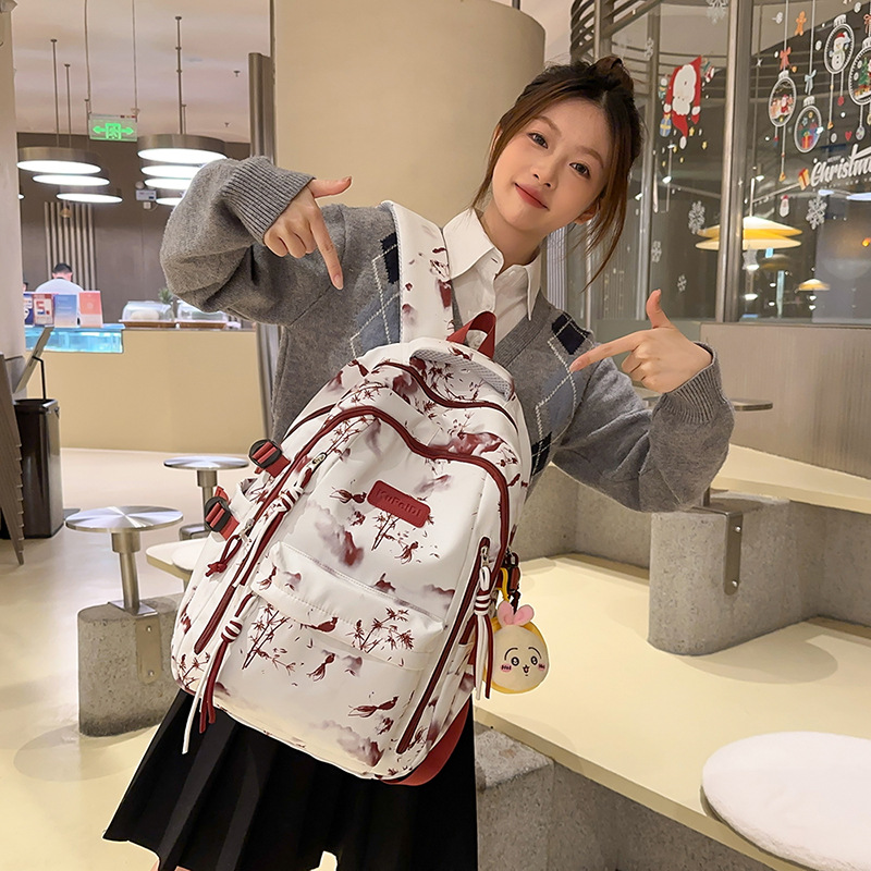 跨境背包女简约轻便初中生书包大容量高颜值双肩包大学生校园书包