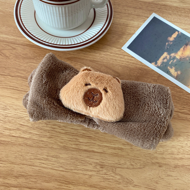 Otoño y invierno dibujos animados peluche lavar la cara cinturón de cabello máscara de mujer lavar la cara cinturón de cabello impermeable estereoscópico impermeable adornamientos de cabello al por mayor