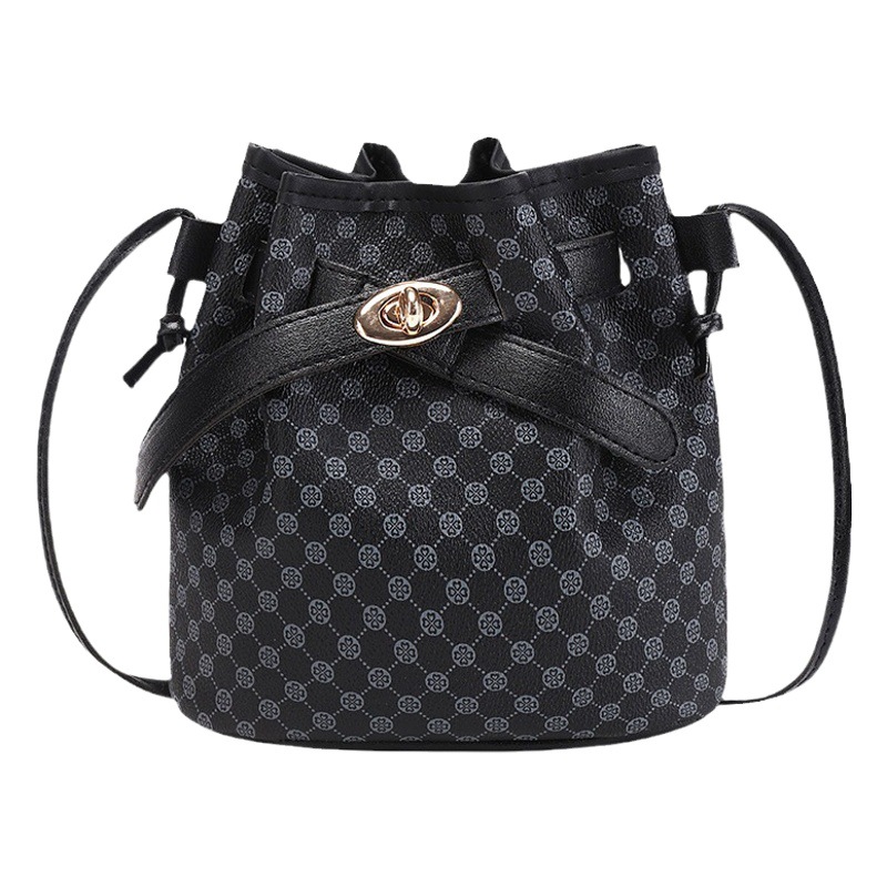 Women's bucket bag 2023 new bucket bags fashion trend presbyopic printed lock messenger bag wholesale