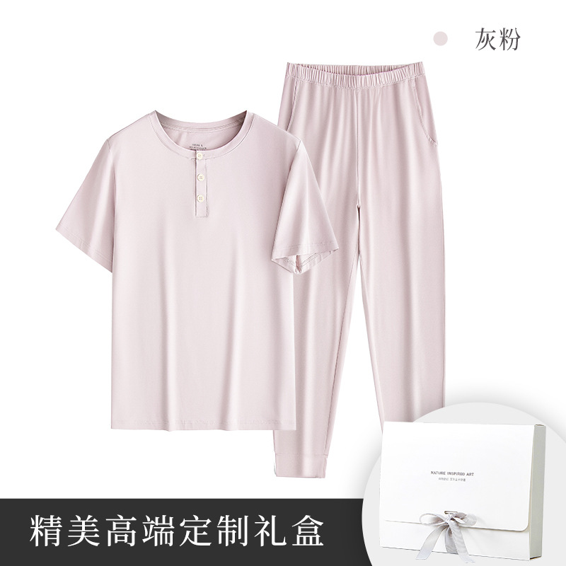 60 pijamas de mujer de primavera y verano de algodón modal, pantalones de manga corta, estilo delgado, estilo delgado informal, servicio a domicilio