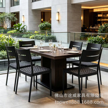 日式复古椅家用现代简约休闲靠背椅户外粉喷涂腿软包餐厅用餐椅