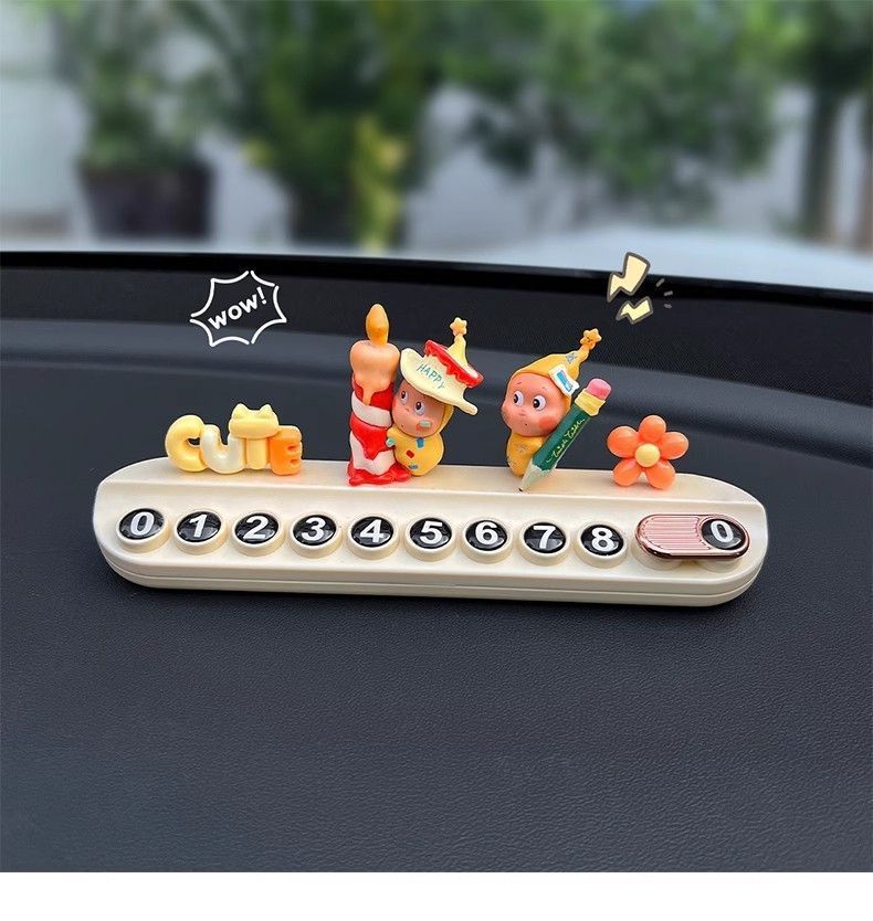 Cute Star Man Car Temporary Parking Number Plate, Car Moving Card, Phone Number Sign, 2025 New Model, Internet Celebrity Girl Ornament