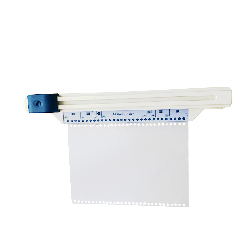Perforadora manual de papel A4 de 30 agujeros, multifuncional, de empuje y tracción, para oficina, en stock, con agujeros cuadrados.