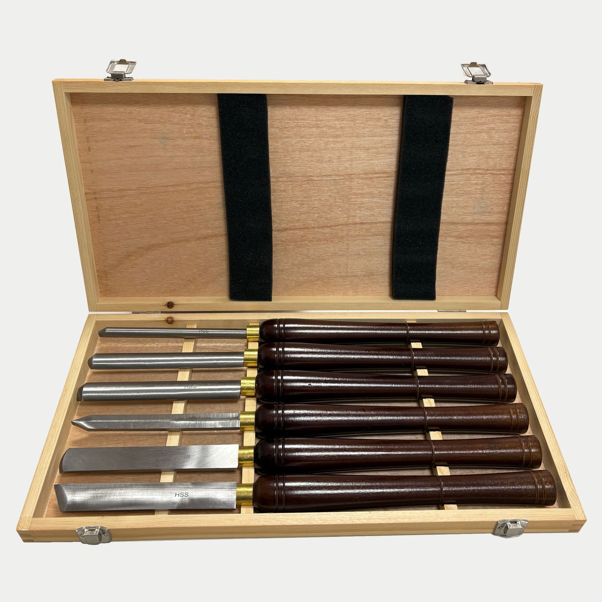 6pcs 긴 빨간색 손잡이 목재 칼