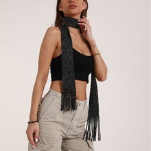 2023跨境爆款欧美风个性时尚百搭针织飘带巾四季可搭配饰围巾