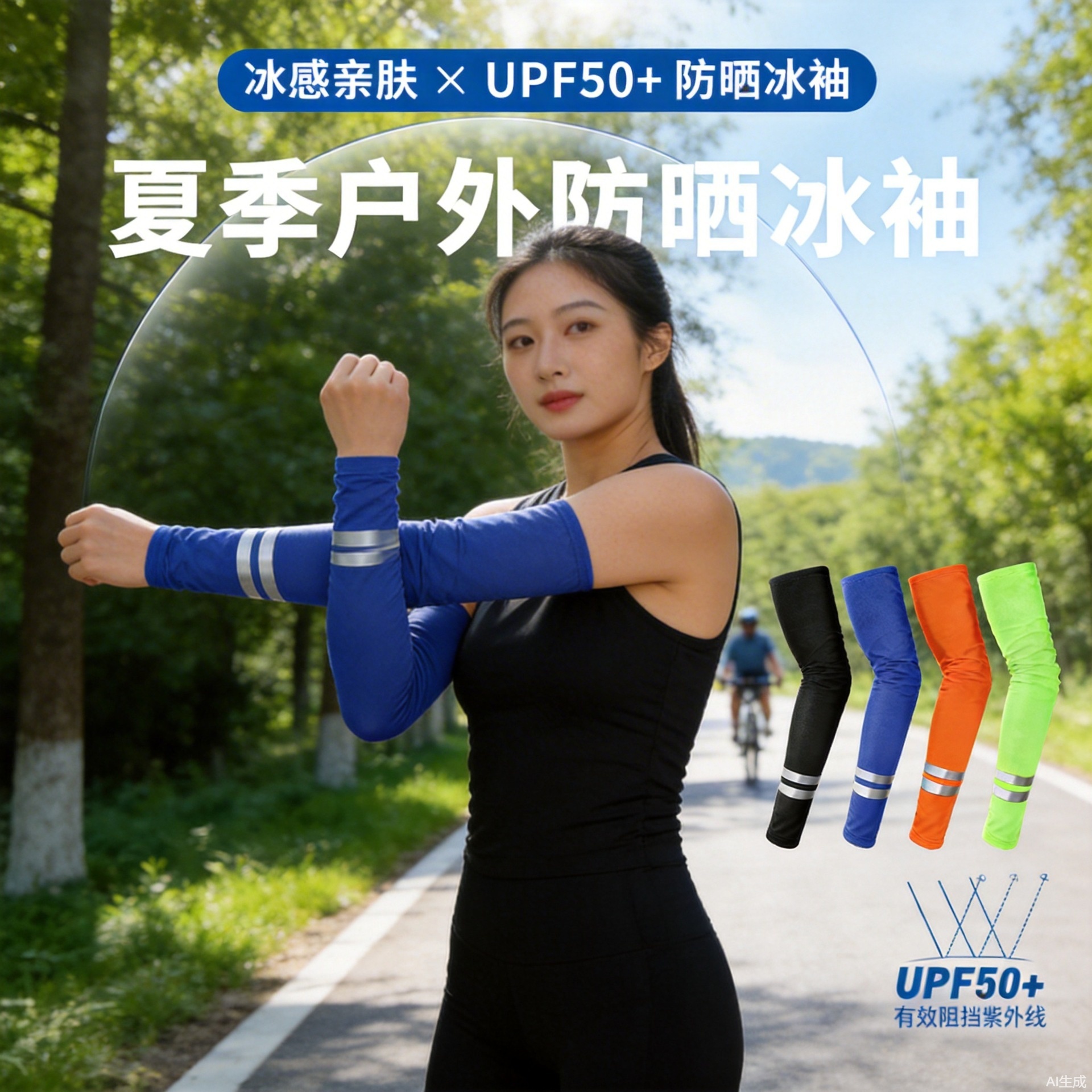 Outdoor Thin Reflective Sun Protection Ice Sleeves for Cycling and Sports, Arm Guards for Night Running, Uv Protection Ice Silk Sleeves