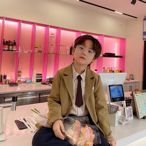 Tongchenchenma boys autumn suit children's college style blazer middle child handsome shirt fashionable three-piece set