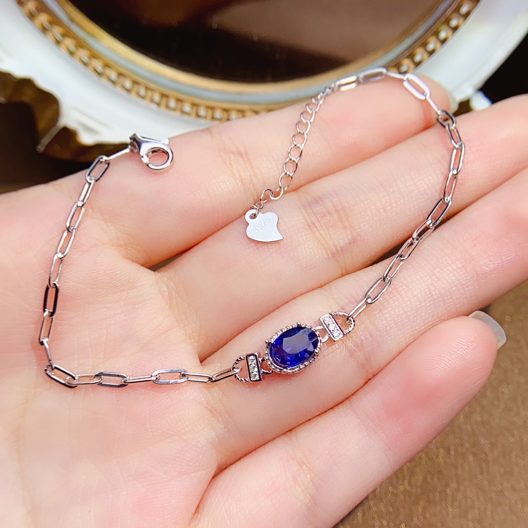 跨境专供天然星光蓝宝石手链轻奢高级感手链珠串5*7mm新款手饰