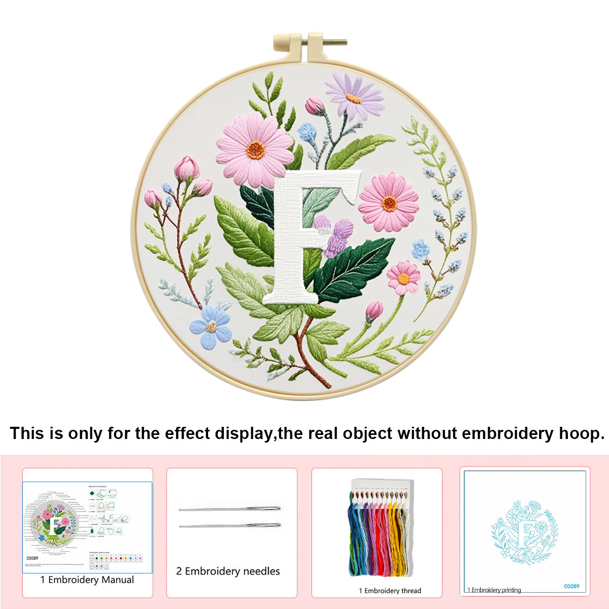Hecho a mano flores y plantas europeas bordadas paquetes de materialdiy inglés 26 letras simple principiante nivel de bordado al por mayor