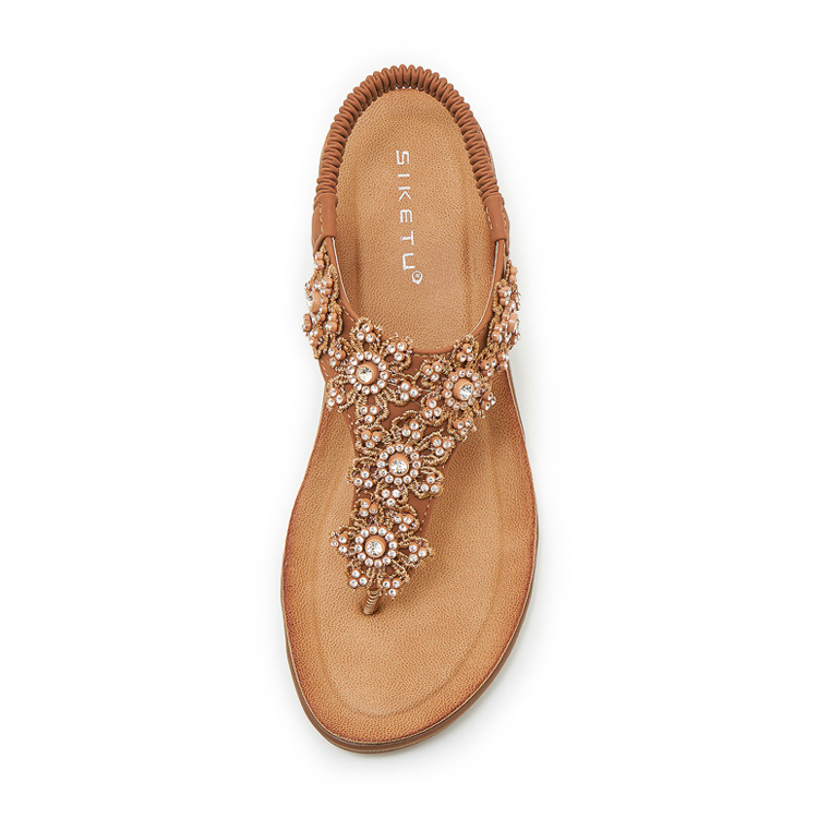 Sandal đế xuồng đính đá hoa thời trang mùa hè 2026 mẫu mới 180-3 — màu nâu, màu đen, quả mơ chi tiết 33