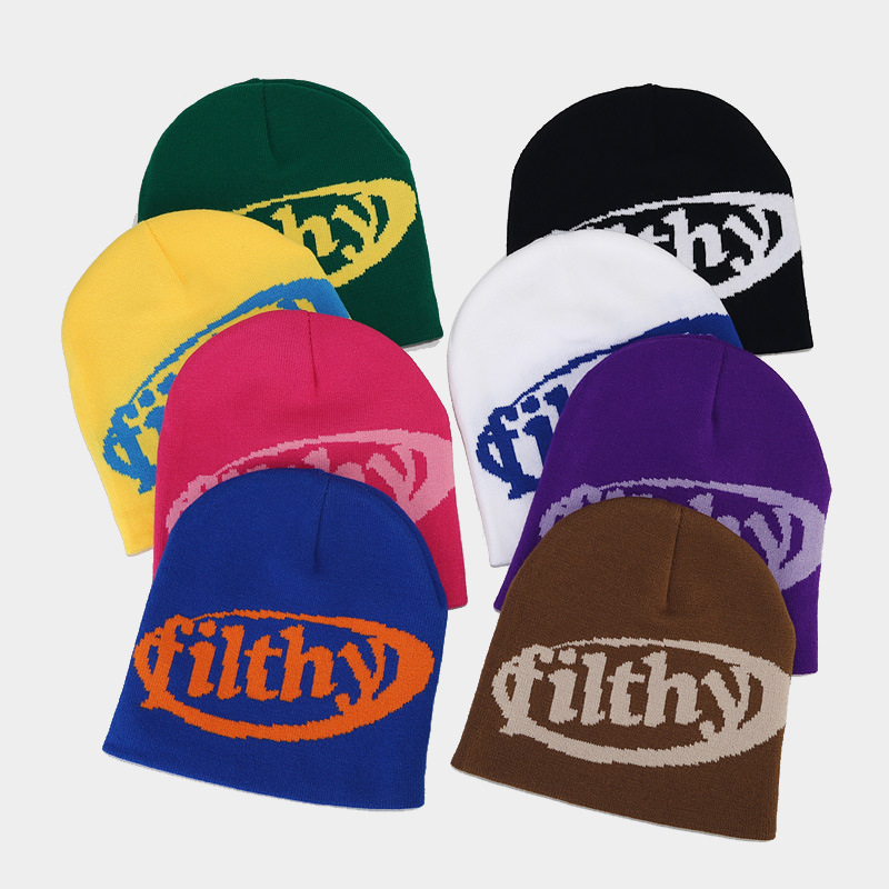 Neuer Jacquard-Strickpullover mit Buchstaben für Männer und Frauen, winddichte Ohrenschutzmütze für den Außenbereich im Herbst und Winter_voghion.com