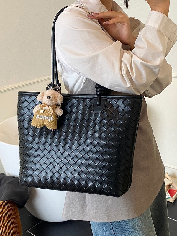 Bolso de patrón tejido de gran capacidad Bolso de hombro de cercanías de moda transfronteriza para mujer Bolso de tote de todo fósforo casual de alta gama