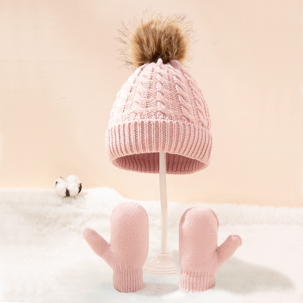 Kid's Fashion Solid Color Pom Poms Wool Cap display picture 3