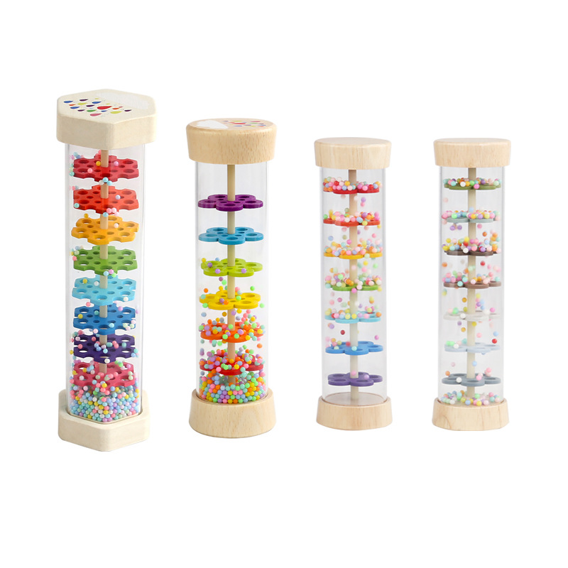 Sonido de lluvia Orff de madera para niños, sonido de lluvia simulado, reloj de arena, instrumento musical, iluminación musical para bebés, juguete de educación temprana