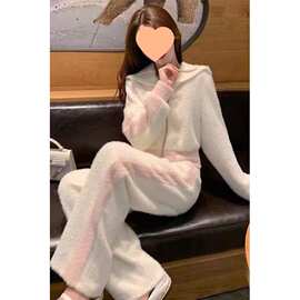 休闲保暖加绒卫衣套装女冬装新款气质减龄高级感时尚阔腿裤两件套