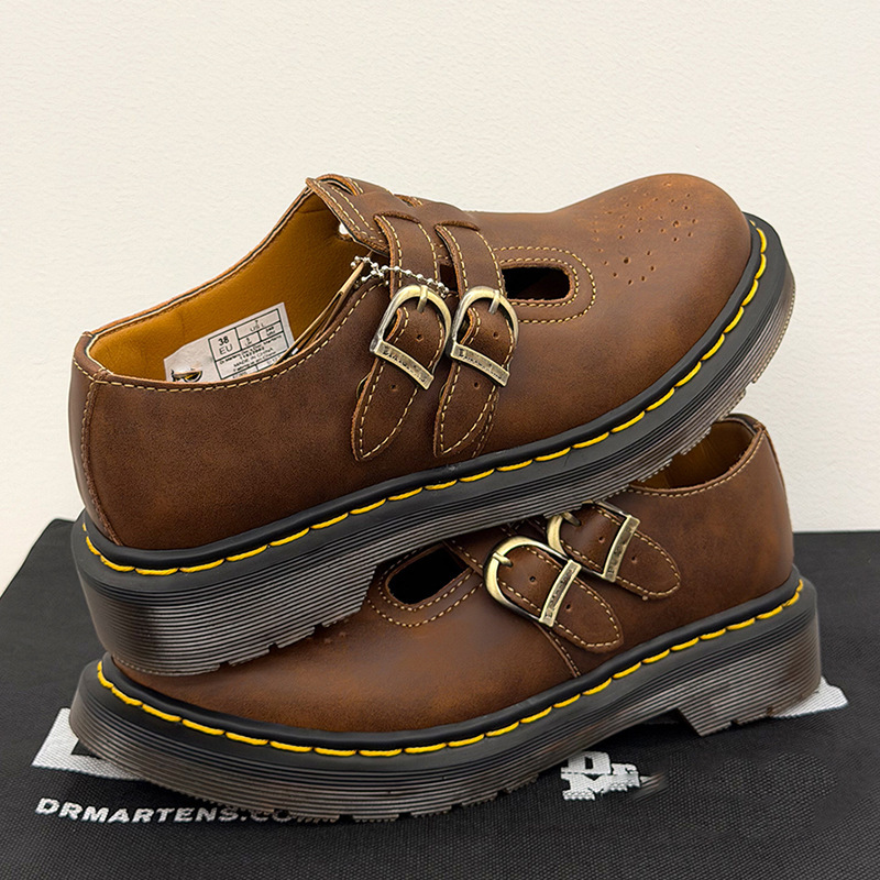 Cross-border Mary Jane women's shoes, genuine leather low-top shoes for women, British fashion double buckle student casual shoes
